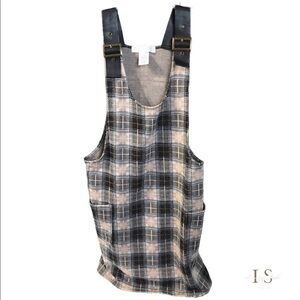 ⚫️ PLANET GOLD plaid brown dress with faux leather strap adjustable